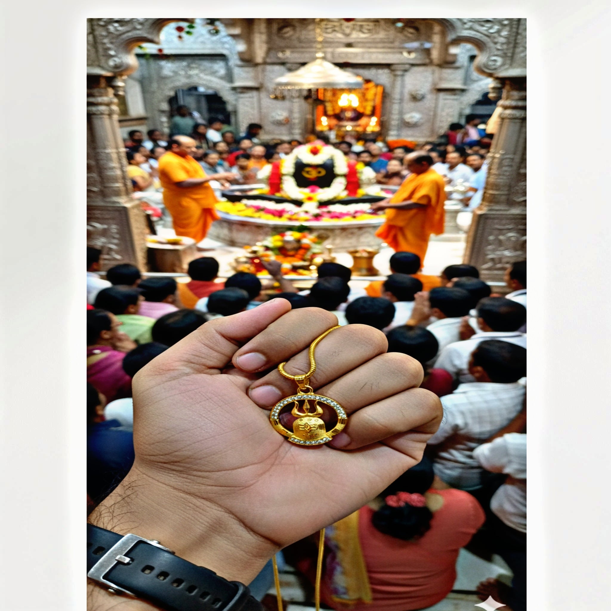 Ujjain Mahadev Blessing Locket 🔱 Diamond Pendant and Chain with Gold Plated (Special Edition) 399 Rs Only.