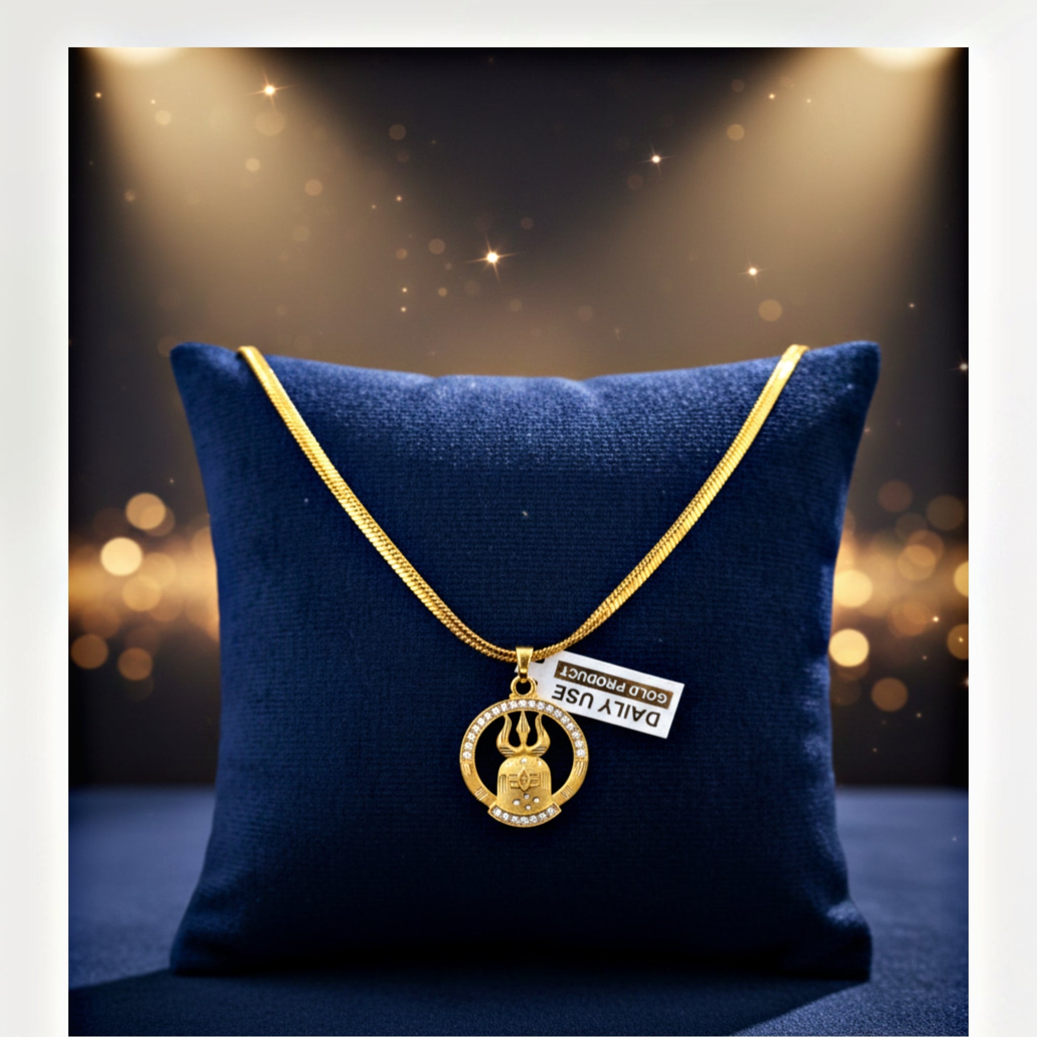 Ujjain Mahadev Blessing Locket 🔱 Diamond Pendant and Chain with Gold Plated (Special Edition) 399 Rs Only.