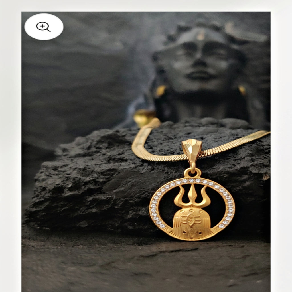 Ujjain Mahadev Blessing Locket 🔱 Diamond Pendant and Chain with Gold Plated (Special Edition) 399 Rs Only.