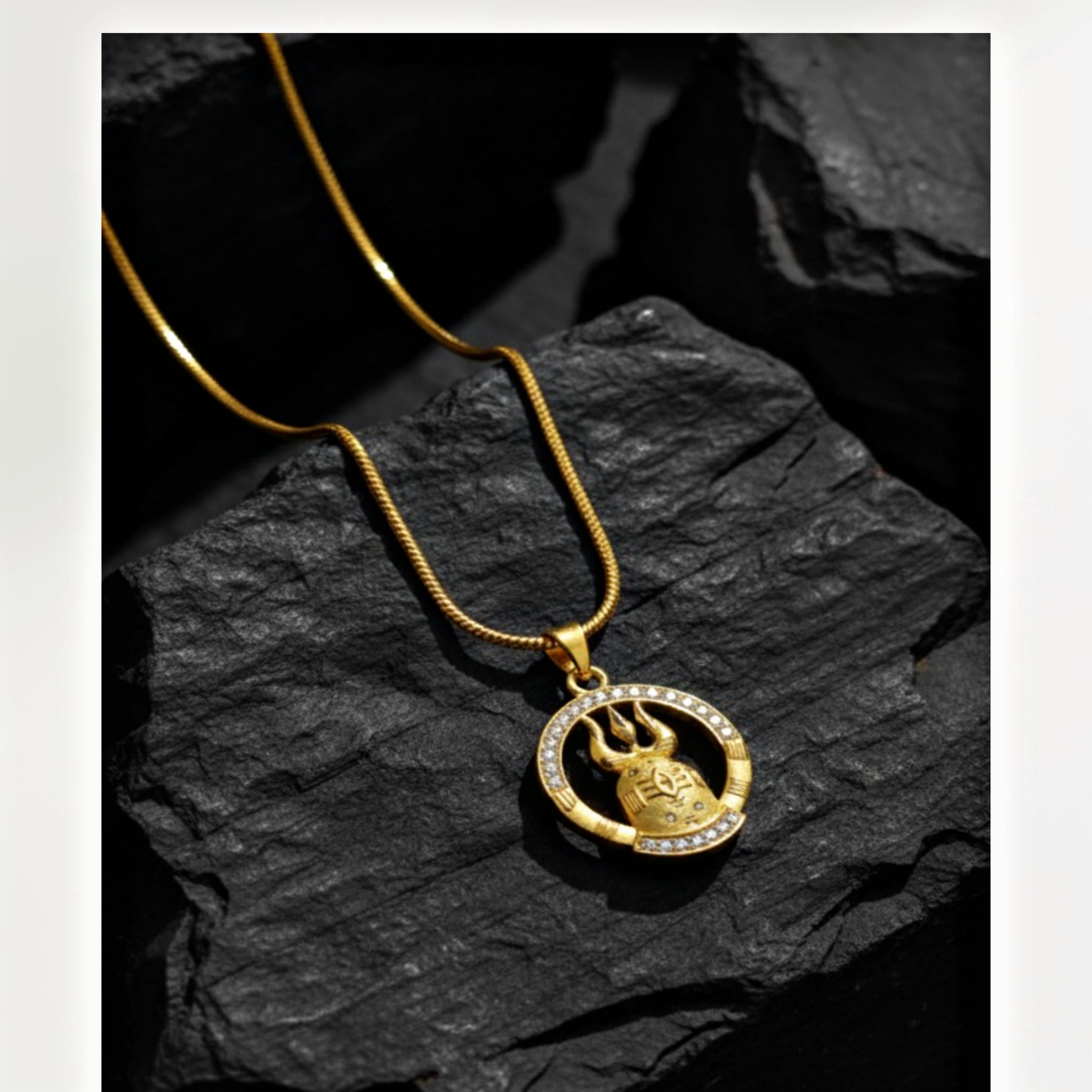 Ujjain Mahadev Blessing Locket 🔱 Diamond Pendant and Chain with Gold Plated (Special Edition) 399 Rs Only.